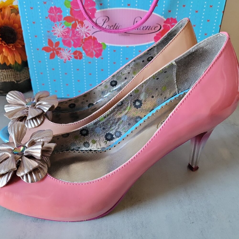 Poetic Licence Women's Summer Bloom Heels Shoes Peach Fuchsia Multi-Color 8.5us - Picture 14 of 16